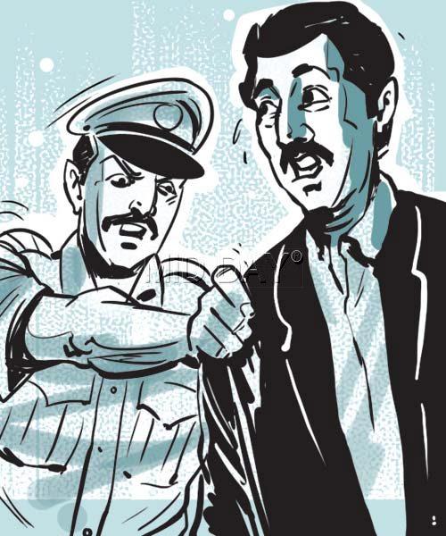 After seeing that the ID documents are forged, officers arrest Khan. Illustration/Ravi Jadhav