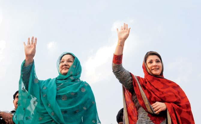 Kulsoom and Maryam Nawaz. Pic/AFP