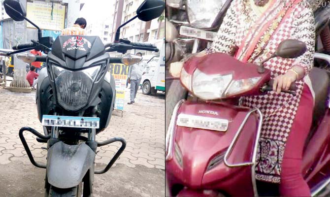 Zain Sayyad, the owner of the black bike, was shocked to spot a woman riding a scooter with the same number plate