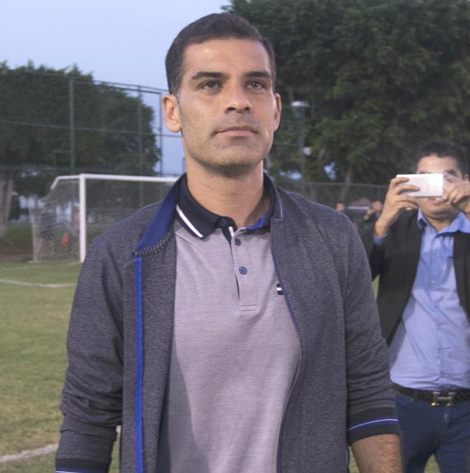 Mexican former FC Barcelona star Rafael Marquez leaves after a press conference in Guadalajara, Mexico on August 9, 2017. Mexican footballer Rafael Márquez, a former captain of the Aztec national team, denied any involvement with criminal organizations on Wednesday after being accused of links to drug trafficking by the US Department of the Treasury. Pic/AFP
