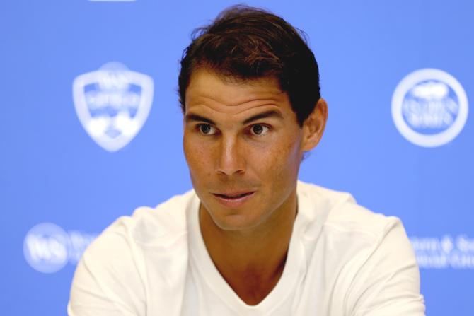 Rafael Nadal of Spain fields questions from the media during day 3 of the Western & Southern Open at the Lindner Family Tennis Center on August 14, 2017 in Mason, Ohio. Matthew Stockman/Getty Images/AFP