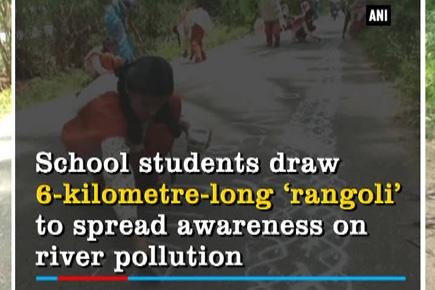 School students draw 6-kilometre-long 'rangoli' to spread awareness on river pollution 