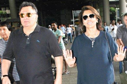 Spotted: Rishi Kapoor with wife Neetu Kapoor at Mumbai airport
