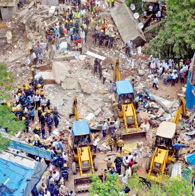 Siddhi Sai Apartment in Ghatkopar West collapsed on July 25. File pic