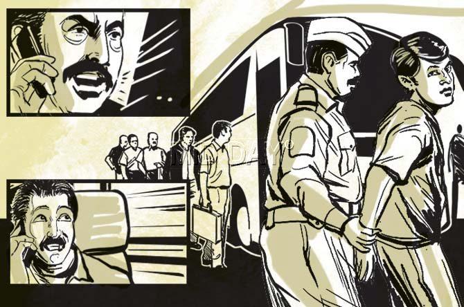 In-charge of a police station in a Pune-Solapur border town is told; he intercepts the bus, taking the boy in custody. Illustration/Ravi Jadhav