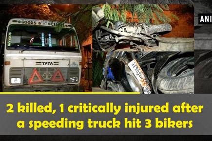 2 killed, 1 critically injured after a speeding truck hit 3 bikers