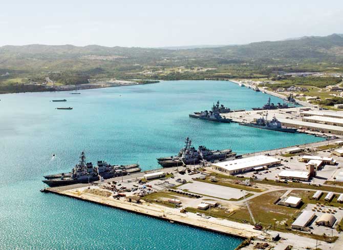 Guam is home to a US Navy installation that includes a submarine squadron and an air base. Pic/AFP