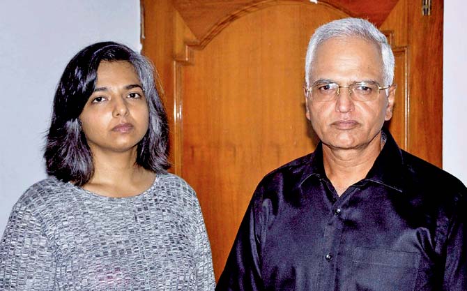 Varnika with her father Varinder Singh Kundu. Pic/PTI