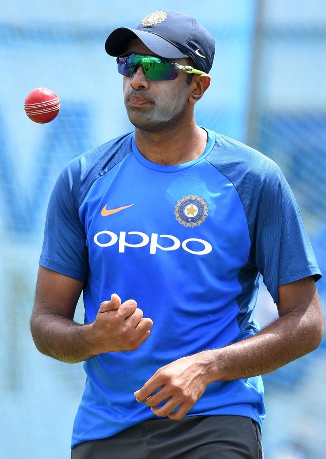 Indian cricketer Ravichandran Ashwin takes part in a practice session at Galle International Cricket Stadium in Galle on July 24, 2017. India will play three Tests, five one-day internationals and a Twenty20 game in Sri Lanka. The first Test starts on July 26 in Galle. Pic/AFP