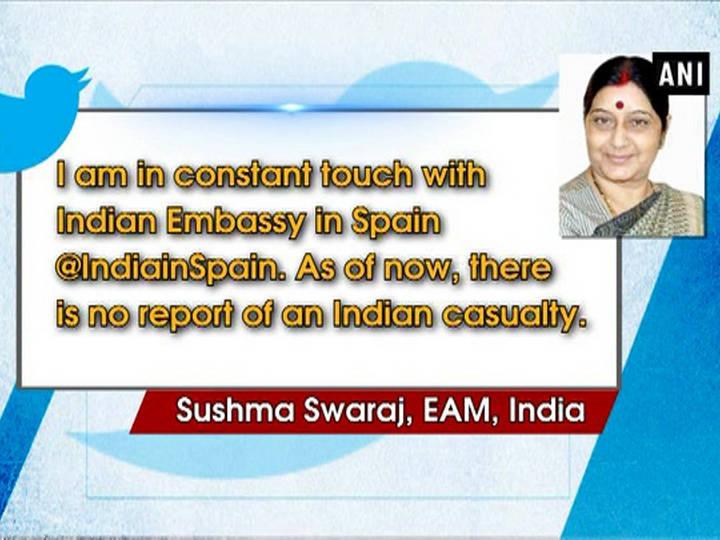No report of Indian casualty in Barcelona terror attack, confirms Sushma Swaraj 