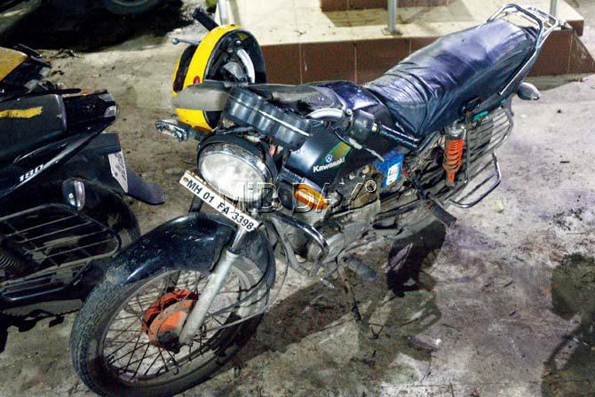 The bike is currently parked at Kherwadi police station, Bandra. Pics/ Satej Shinde