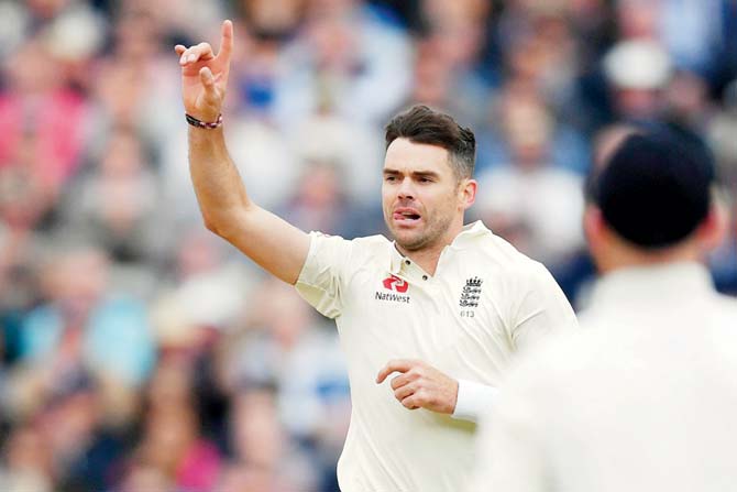 James Anderson celebrates a West Indian wicket on Saturday