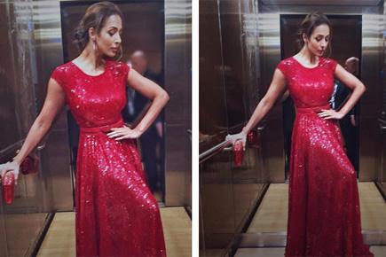 Malaika Arora looks ravishing in red shimmery gown, see photos