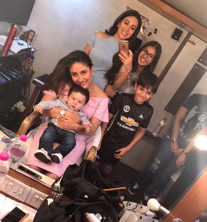 Taimur joins mommy Kareena Kapoor Khan and aunt Karisma at work!