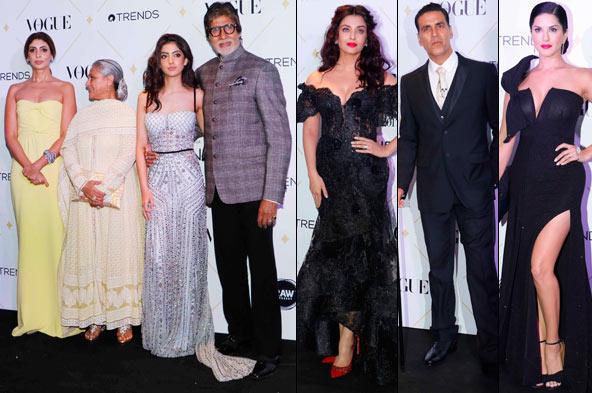 Shweta Bachchan, Jaya Bachchan, Navya Naveli Nanda, Amitabh Bachchan, Aishwarya Rai Bachchan, Akshay Kumar, Sunny Leone, Vogue Beauty Awards 2017
