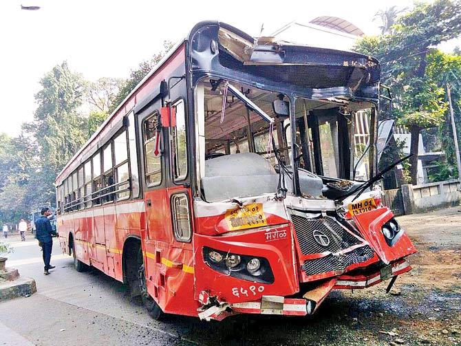 The BEST bus was passing by Marol depot around 12.45 pm when the accident occurred
