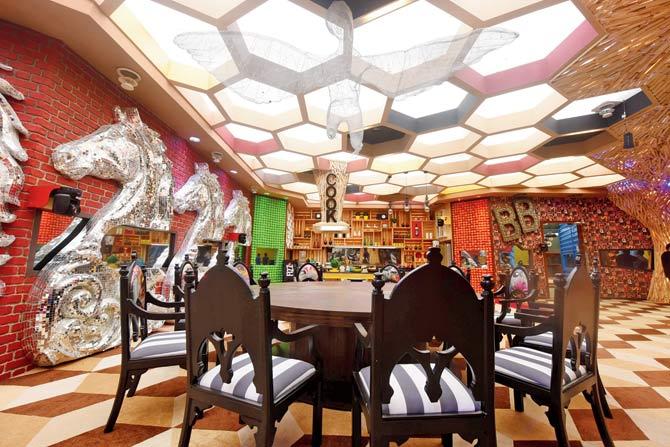 The dining area in the Bigg Boss house