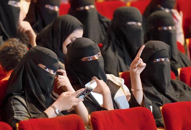 Cinema halls are expected to be segregated by gender or have a separate section for families. Pic/AFP