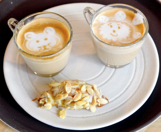 Latte with almond croissant. Pics/Datta Kumbhar