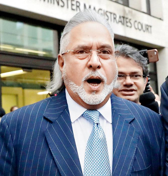 Vijay Mallya outside the Westminster Magistrates Court in London before the start of his extradition case on Monday. Pic/PTI/AP