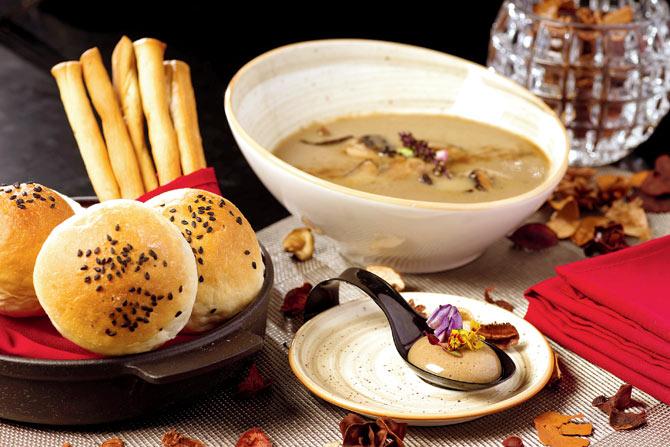 Roasted wild mushroom soup