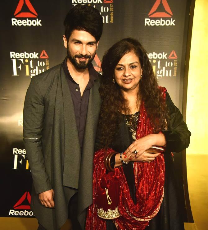 Shahid Kapoor with mother Neelima Azeem