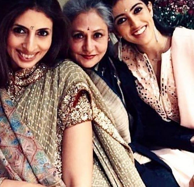 Jaya Bachchan with daughter Shweta Nanda and granddaughter Navya Naveli