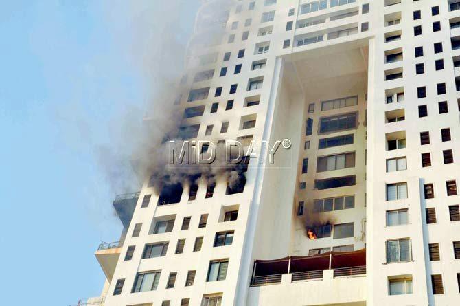 The blaze was likely to be deemed as an electrical fire. Pic/Atul Kamble