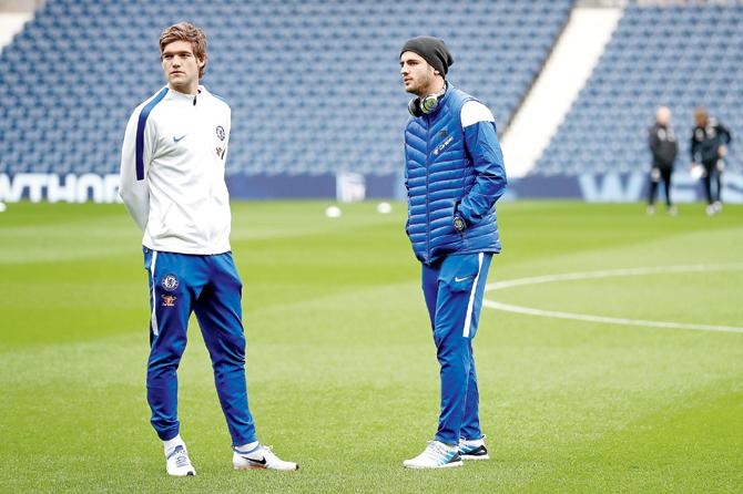 Chelseas Marcos Alonso (left) and Alvaro Morata, who returns to action from his one-match suspension, will aim to make the most of their Boxing Day clash against Brighton. PIC/Getty Images