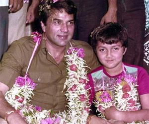 Bobby Deol looks adorable in this throwback picture with dad Dharmendra