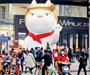 Animal statue resembling Donald Trump installed in China mall