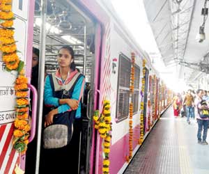 CR's first Bombardier-class local takes off with ladies special from Kalyan
