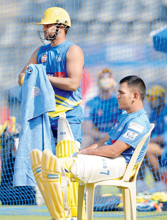 MS Dhoni (right) and Suresh Raina during their CSK days