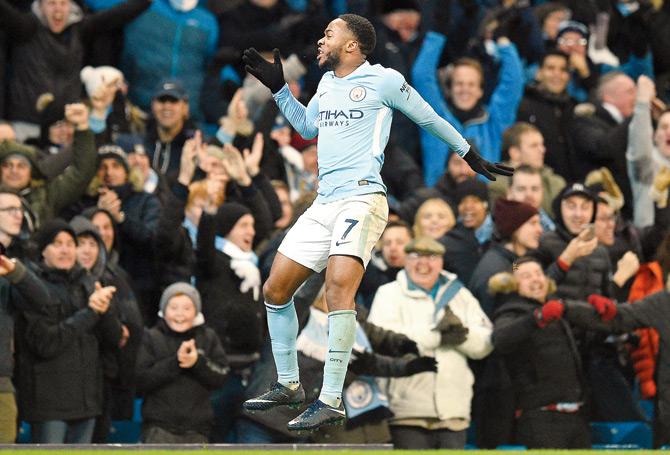 Raheem Sterling is ecstatic after scoring against Southampton in Manchester on Wednesday. Pics/AFP