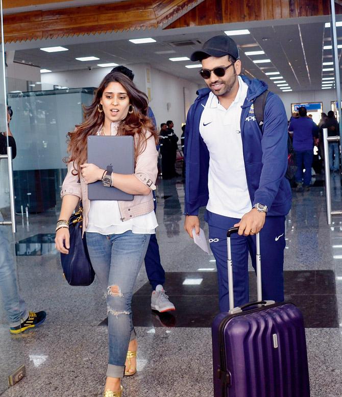 India cricketer Rohit Sharma arrives with wife Ritika Sajdeh