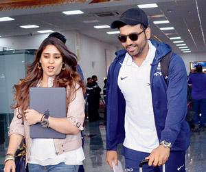 Rohit Sharma, Bhuvneshwar Kumar spotted with wives Ritika, Nupur at airport
