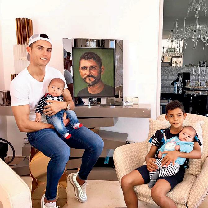 Ronaldo with twins and Cristiano