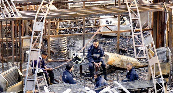 Firefighters at the scene