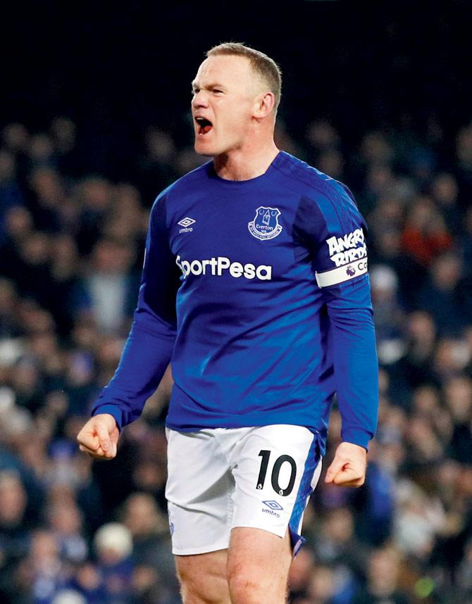 Wayne Rooney celebrates after scoring against Swansea on Monday. Pic/Getty images