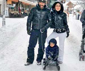 Cute! Taimur Ali Khan enjoys winter on a snow sledge