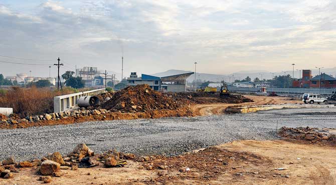 Construction underway at the truck terminal site in Khalapur