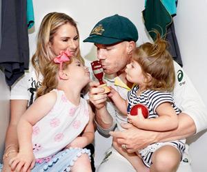 Steve Smith, David Warner and Shaun Marsh celebrate Ashes title with WAGs, kids