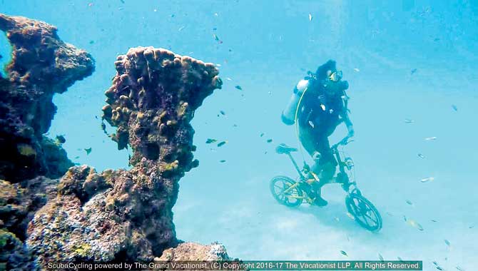 Nishant Patel cycling under the sea