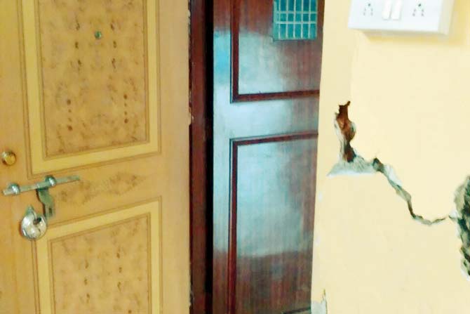 Resident KJ Arvind made a call to the BMC after he noticed cracks on the walls of his flat