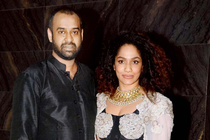 Masaba and Madhu Mantena at their wedding reception on November 22, 2015. At that time, she weighed 70 kgs. PIC/Satej Shinde; (top): Masaba does the reverse pull up, an advanced Pilates format. It’s known to be great for core strength, shoulders and upper back. 