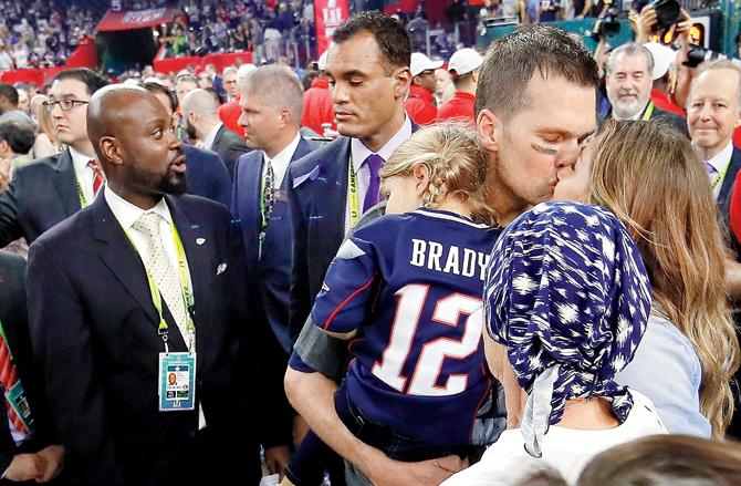 Tom Brady celebrates New England Patriots