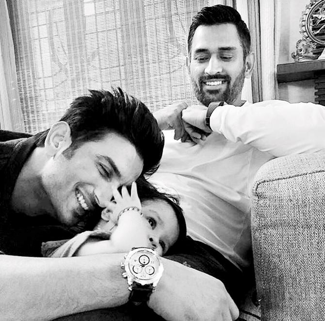 Actor Sushant Singh Rajput posted this picture on Instagram of him with MS Dhoni and daughter Ziva yesterday