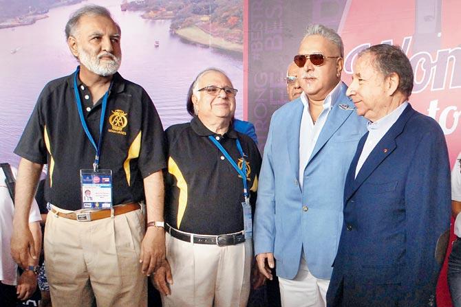 Nitin Dossa, Vijay Mallya and Jean Todt, President FIA, flagging off the first rally in 2015