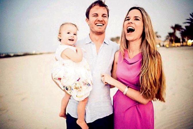 Nico Rosberg with his daughter Alaia (left) and wife Vivian. Pic/Instagram