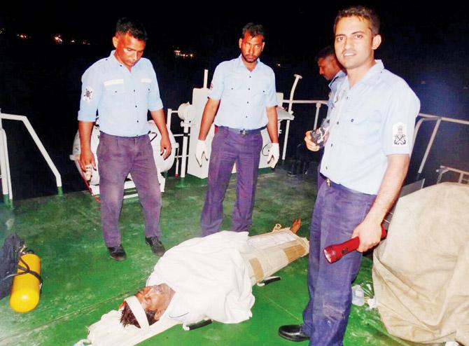 The unconscious captain, Dawood Ibrahim Kurey, after the rescue